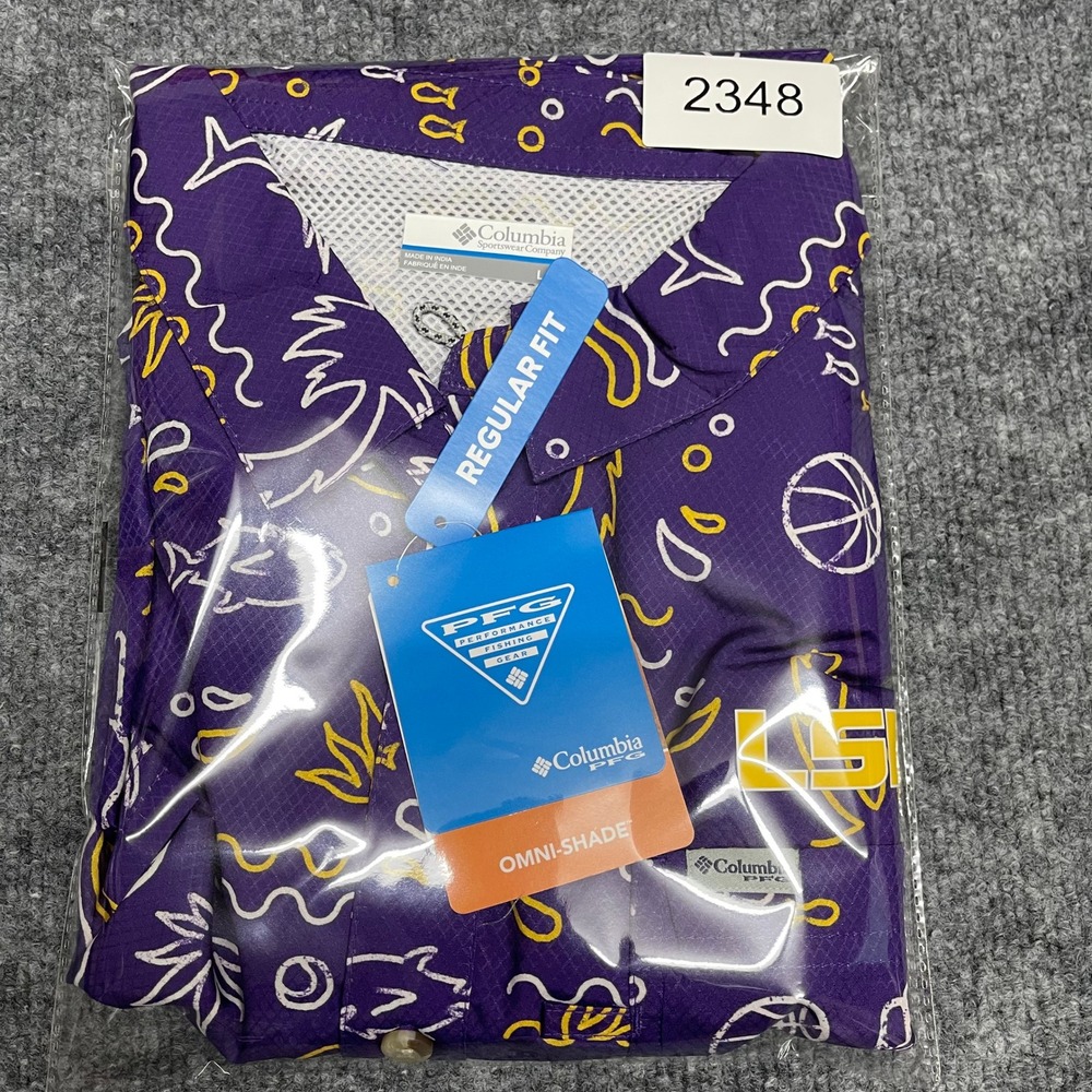 LSU Tigers Shirt Mens Large Purple Columbia PFG Super Slack Tide Vented NCAA - Picture 14 of 14